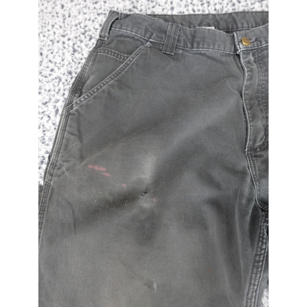 Carhartt Carpenter Pants Mens 36x36 Dark Gray Distressed Workwear Cotton Canvas - Picture 2 of 12